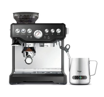 Espresso Sage Bes875bks čierne… Integrovaný kónický mlýnek, Systém nízko-tlakového předspaření, 18 nastavení hrubosti mletí, Automatické mletí přímo