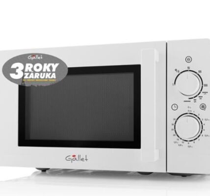 Mikrovlnná rúra Gallet Fmomg200w biela… Mikrovlnná rúra s grilom Gallet je jednoduchá mikrovlnná rúra s mechanickým ovládaním doby varenia a výkonu.