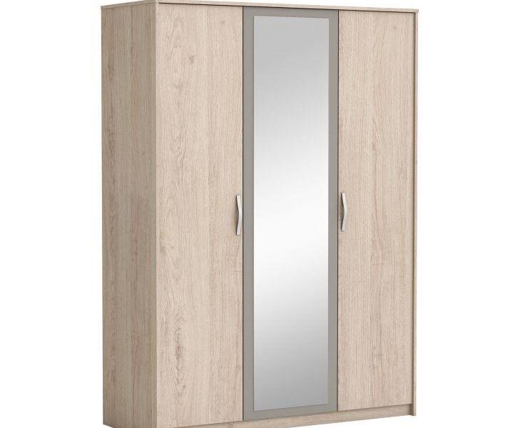 Tempo Kondela 3-dverová skriňa so zrkadlom, dub arizona/sivá, GRAPHIC