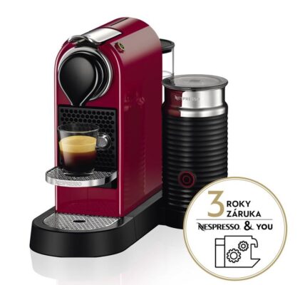 Espresso Krups Nespresso Citiz&Milk XN761510 červen… Kompaktní kapslový kávovar, integrovaný pěnič mléka Aeroccino pro přípravu horkého mléka a mléč