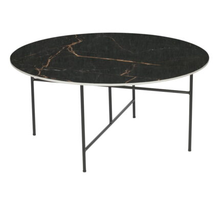 Čierny konferenčný stôl s porcelánovou doskou WOOOD Vida, ⌀ 80 cm