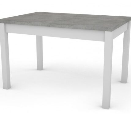 Jedálenský stôl Adam 120×80 cm, biely/betón, rozkladacia