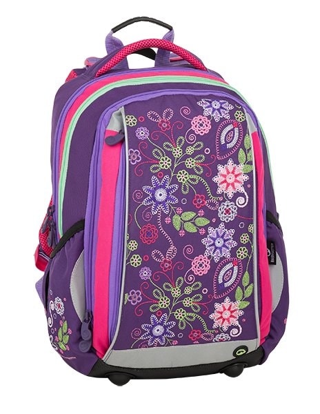 Bagmaster Školní batoh MERCURY 9 A VIOLET/PINK/GREEN 19 l