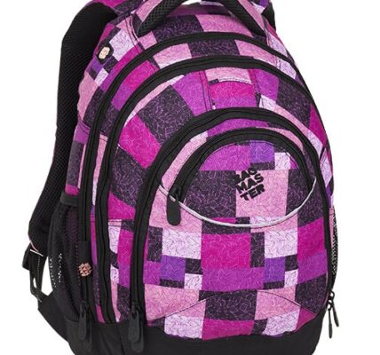 Bagmaster Studentský batoh ENERGY 8 D BLACK/PINK/VIOLET 23 l