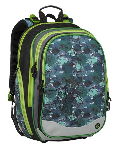 Bagmaster Školní batoh ELEMENT 9 B BLACK/GREEN/GRAY 22 l