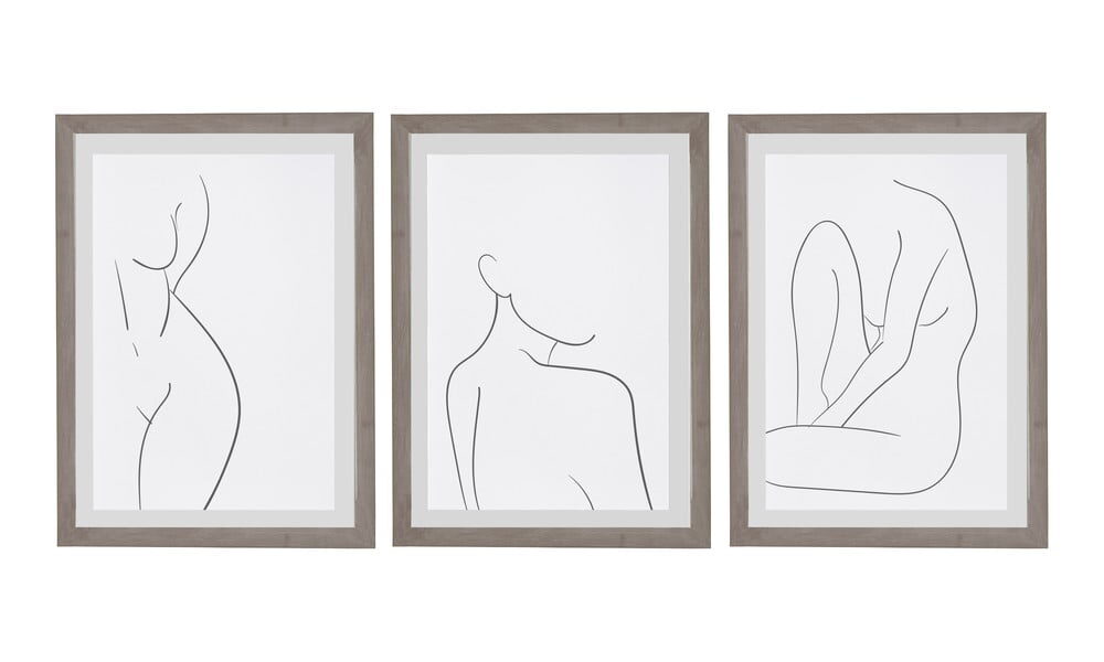 Sada 3 nástenných obrazov v ráme Surdic Body Studies, 35 x 45 cm
