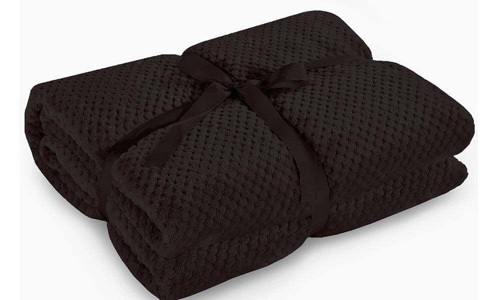 Čierna deka z mikrovlákna DecoKing Henry, 70 × 150 cm