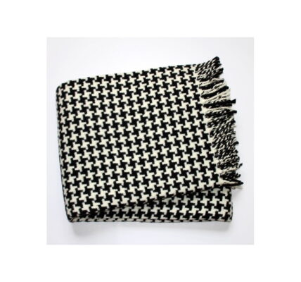 Čierno-biela deka so vzorom kohútej stopy Euromant Pearls Black, 140×180 cm