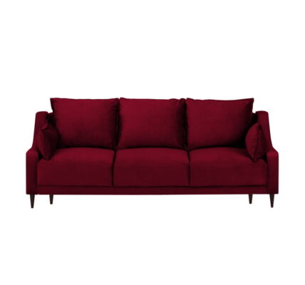 Červená zamatová rozkladacia pohovka s úložným priestorom Mazzini Sofas Freesia, 215 cm