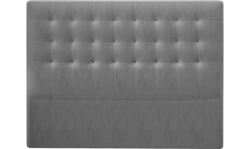 Sivé čelo postele so zamatovým poťahom Windsor & Co Sofas Athena, 180 × 120 cm