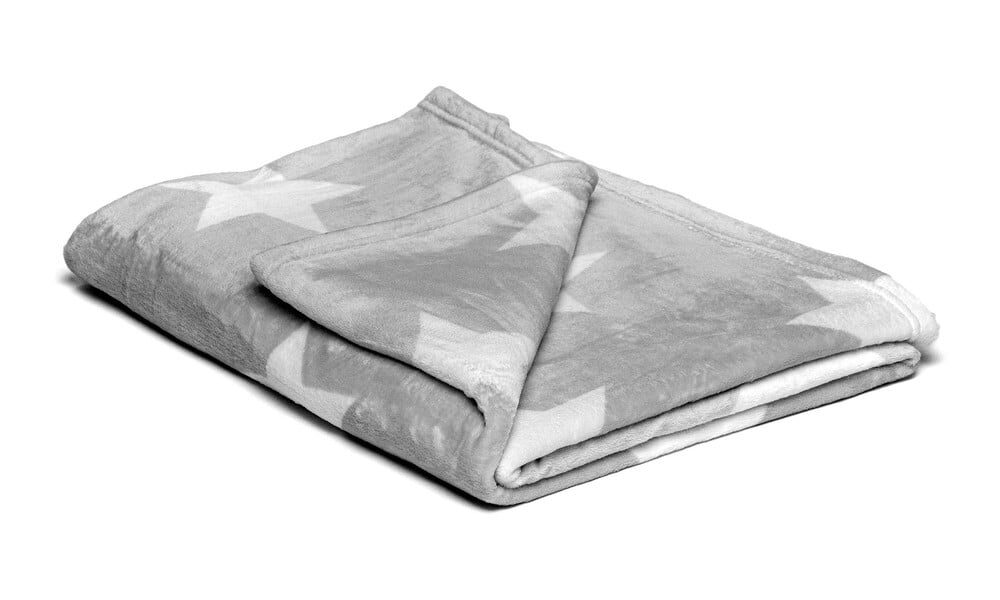 Sivá mikroplyšová deka My House Stars, 150 × 200 cm