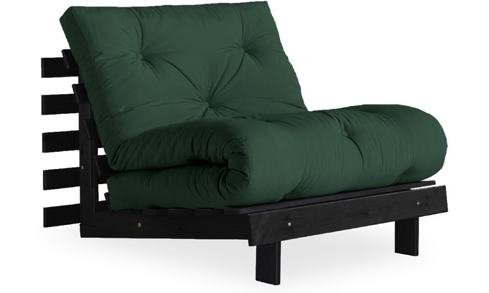 Rozkladacie kreslo s tmavozeleným poťahom Karup Design Roots Black/Forest Green