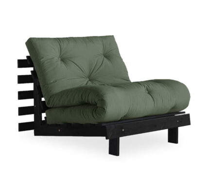 Rozkladacie kreslo so zeleným poťahom Karup Design Roots Black/Olive Green