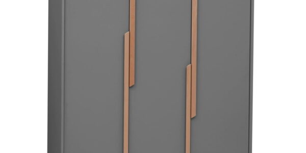 Tmavosivá detská šatníková skriňa Pinio Snap, 145,5 × 195 cm