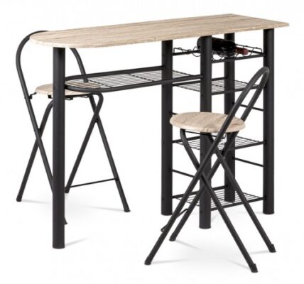 Jedálenský set Petit – 2x stolička, 1x stôl (dub, čierna)