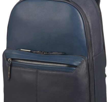 Samsonite Kožený batoh na notebook Senzil 15.6″ – modrá