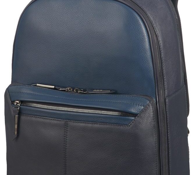 Samsonite Kožený batoh na notebook Senzil 15.6″ – modrá