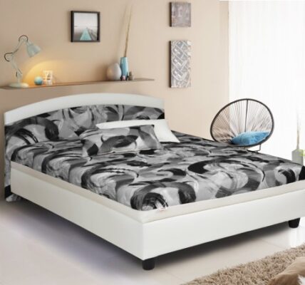 Čalúnená posteľ Zonda 120×200, šedá/biela, vrátane matracov a úp