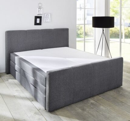 Posteľ Boxspring Treviglio 180×200, šedá, vrátane matraca a úp