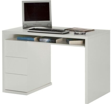 Sconto Písací stôl OSTARA 2 biela/vysoký lesk