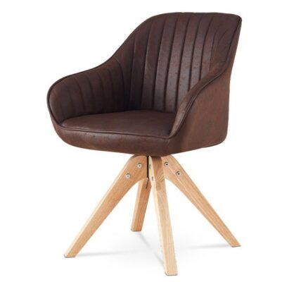 Sconto Jedálenská stolička CHIP hnedá syntetická koža/kaučukovník