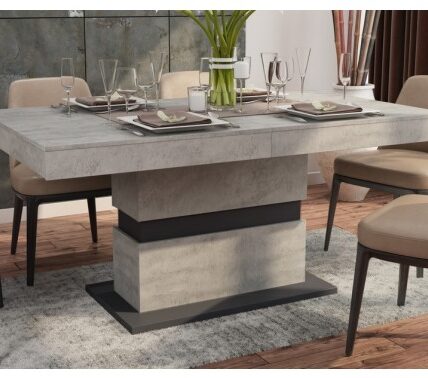 Jedálenský stôl Nestor 160×90 cm, betón / grafit, rozkladací