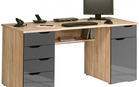 Písací stôl Model 9539, dub sonoma/šedý lesk
