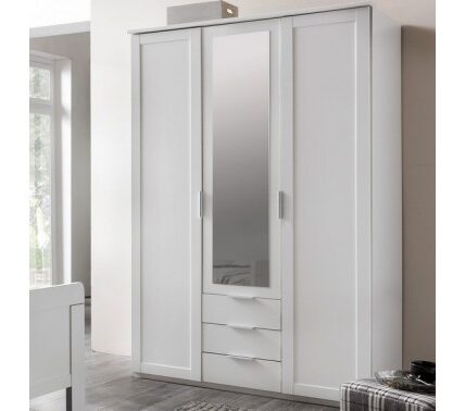 Šatníková skriňa Nadja, 135 cm, biela/zrkadlo