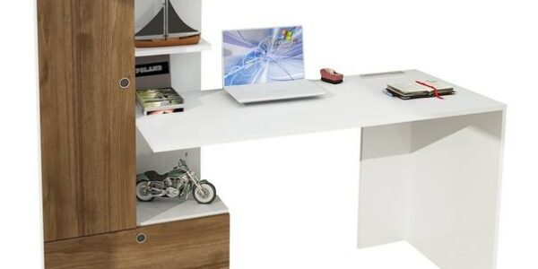 Sconto Písací stôl s regálom DOMINGOS orech/biela