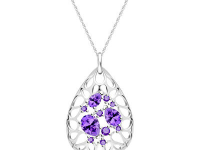 Preciosa Elegantný strieborný náhrdelník Lyra Violet 5260 56 (retiazka, prívesok)