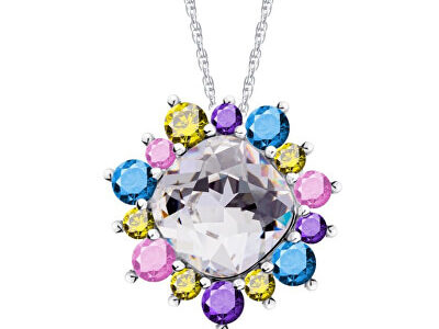 Preciosa Pestrofarebný náhrdelník Flower 5240 70 (retiazka, prívesok)