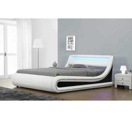 Manželská posteľ s LED osvetlením MANILA NEW biela / čierna 183 x 200 cm