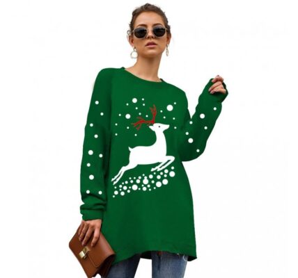 Dámsky dlhý vianočné sveter Farba: zelená, Veľkosť: XL