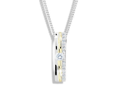 Modesi Bicolor strieborný náhrdelník so zirkónmi M46025 (retiazka, prívesok)