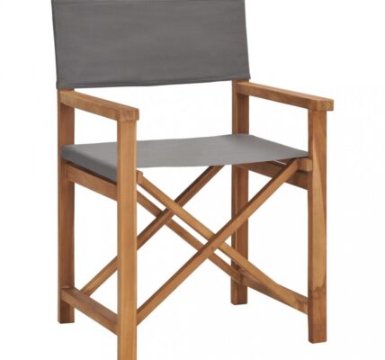 Režisérska stolička teakové drevo Dekorhome Sivá