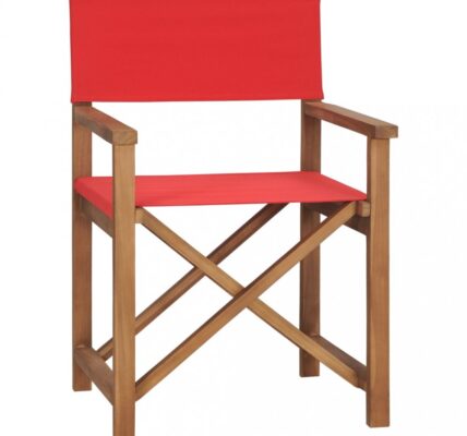 Režisérska stolička teakové drevo Dekorhome Červená