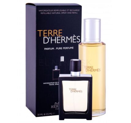 Hermes Terre d´Hermès darčeková kazeta parfum náplň 125 ml + parfum naplniteľný flakón 30 ml pre mužov