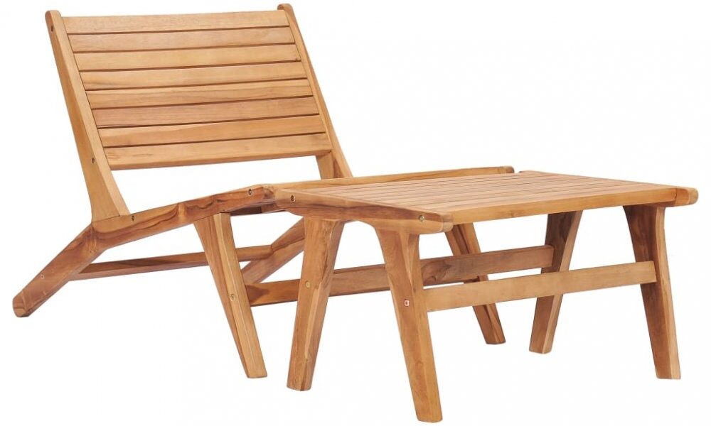 Záhradná stolička s podnožkou teakové drevo Dekorhome