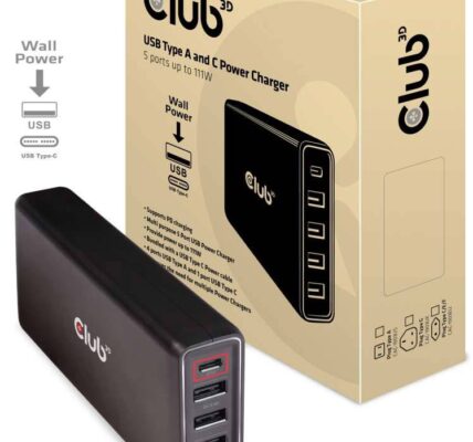 USB nabíjacia stanica club3D CAC-1903EU, čierna