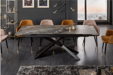 Bighome – Jedálenský stôl GLOBE 18-220-260 cm – taupe, čierna