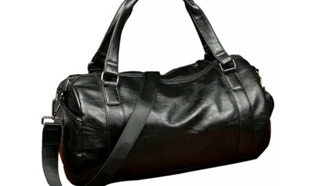 Pánska športová kožená taška – Čierna