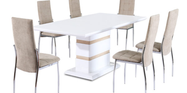 Jedálenský stôl MADOS biela lesk