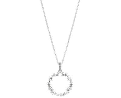 Pandora Strieborný náhrdelník s trblietavým príveskom 397546CZ-45 (retiazka, prívesok)