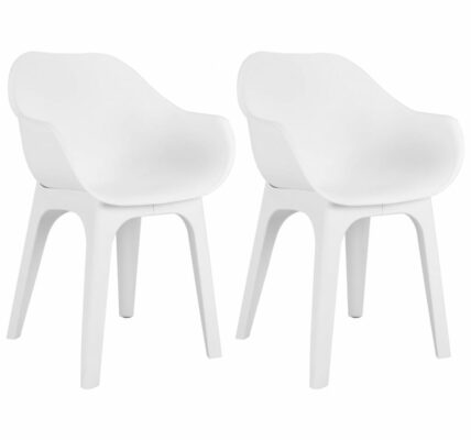 Záhradné stoličky 2 ks plast Dekorhome Biela