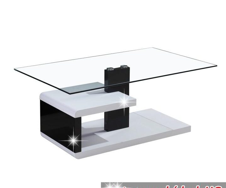 Konferenčný stolík LARS NEW sklo / biela / čierna