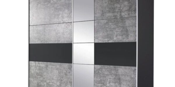 Sconto Šatníková skriňa CADENCE sivá/antracitová, šírka 218 cm