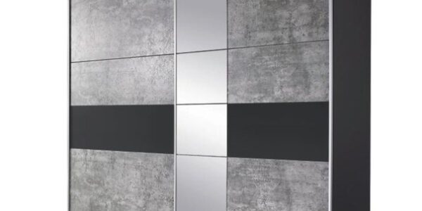 Sconto Šatníková skriňa CADENCE sivá/antracitová, šírka 261 cm