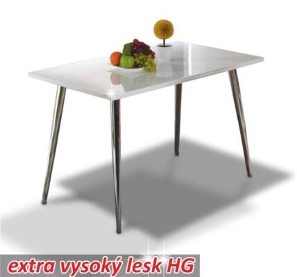 Jedálenský stôl 120×70 PEDRO biela lesk / chróm