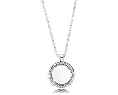 Pandora Strieborná náhrdelník s medailónom na elementy 396484CZ-60 (retiazka, prívesok)