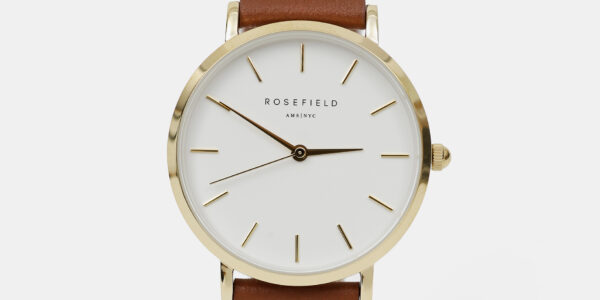 Dámske hodinky s hnedým koženým remienkom Rosefield